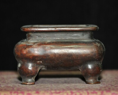 Marked Old Chinese buddhism temple pure bronze Joss Incense Burner Censer-image