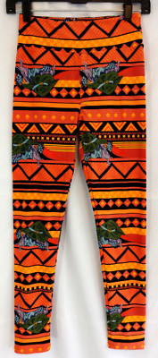 Lularoe OS One Size Leggings Witch Halloween Orange Black Green Horror Tribal-image