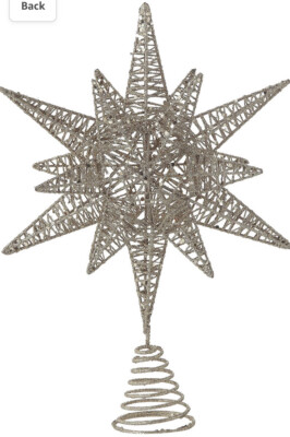 Creative Co-Op Multidimensional Star Tree Topper with Gold Glitter Metal-image