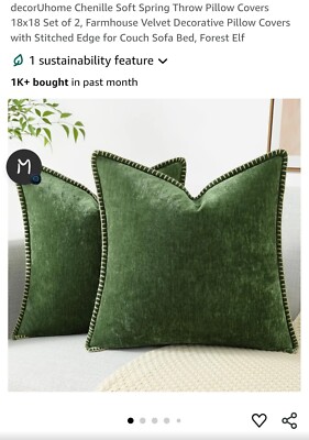 Decoruhome Chenille Soft Spring Throw Pillow Covers 18X18 Set of 2-image