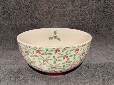 Creative Co-Op by Lori Siebert Footed Holiday Bowl with Pine Cones+Holly Design-image