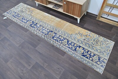 Vintage Turkish Runner Rug 2x9ft ORANGE Handmade Anatolian Oushak Hallway Wool-image