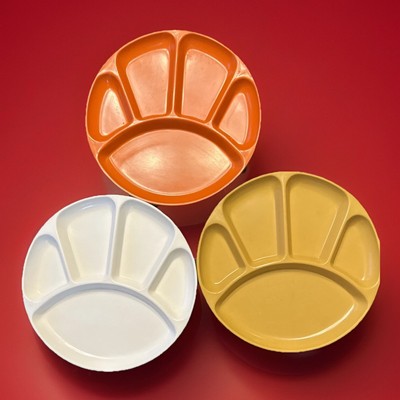 VGT Sushi 3 Plates Japan 9.5 Inch Plastic Divided Snack Fondue 1 Of Each Color-image
