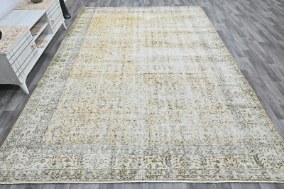 Vintage Turkish Oushak Rug, Orange 7x11 ft, Handmade Wool, Bohemian Anatolian-image