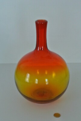 Vintage Blenko Wayne Husted Vase - Red/Orange/Yellow - Mid Century-image
