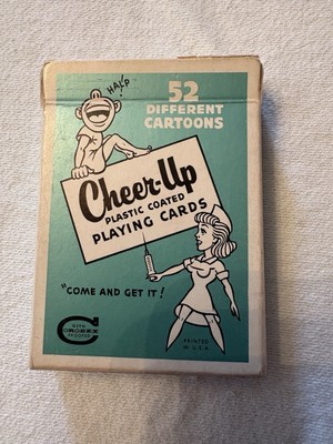 Vintage Cheer-Up Plastic Playing Cards  1950s Complete Hospital Medical Humor-image