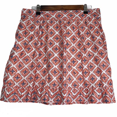 Ann Taylor LOFT Orange/Blue Design Skirt-image