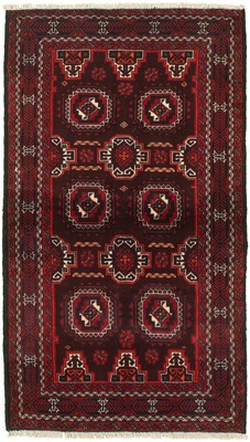 Traditional Hand-Knotted Geometric Area Rug 3'7
