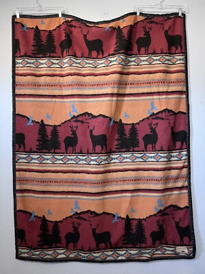 Bob Timberlake Southwestern Sunset Deer Fleece Throw Blanket 48 X 65-image