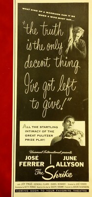 THE SHRIKE * RARE VINTAGE 1955 PROMO BANNER AD JOSS FERRER JUNE ALLYSON JOY PAGE-image
