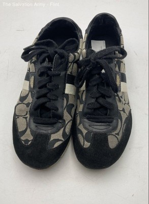 Coach Womens Joss Black Gray Signature Lace-Up Tennis Sneaker Shoes Size 8-image