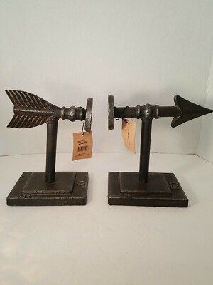 Creative Co-op Book Ends, Cast Iron Arrow Is Heavy And Can Hold Multiple Books.-image