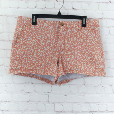 ana A New Approach Shorts Womens 14 Orange Floral Twill Mid Rise Casual Boho-image