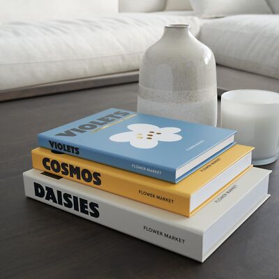 Beautiful Decorative Books Set of 3 - Preppy Room Decor Boxes Enhance Your Co...-image