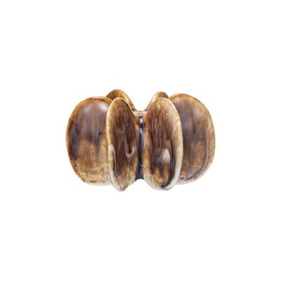 Creative Co-Op Stoneware Pleated Taper Candleholder with Reactive Glaze, Brown-image