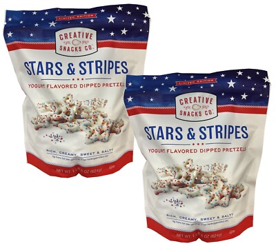 2 Packs Creative Snacks Co. Stars & Stripes Yogurt Flavored Dipped Pretzels 22oz-image