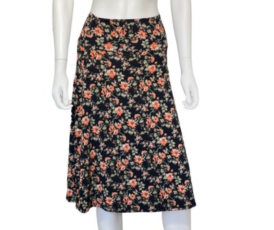 LuLaRoe Floral Black And Orange A Line Skirt Size Medium Fall Autumn-image