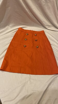 J. Crew Skirt Women Orange Wool Blend Gold Buttons lined Size 0-image