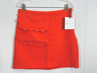 NWT Victoria Beckham Womens Sz M for Target Orange Scallop Trim Twill Skirt-image