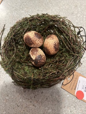 Creative Co-Op Faux Bird Nest with 3 Eggs Clip On 5