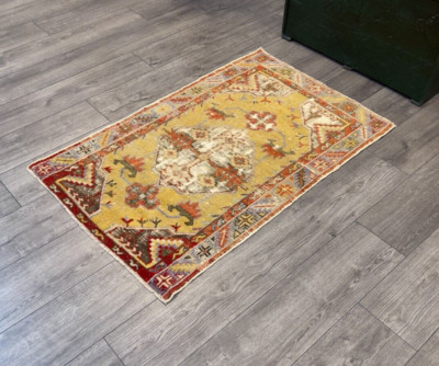 Orange Area Rug, Orange Turkish Rug, Turkish Area Rug, Vintage Rug, 2.6 x 4.1 ft-image