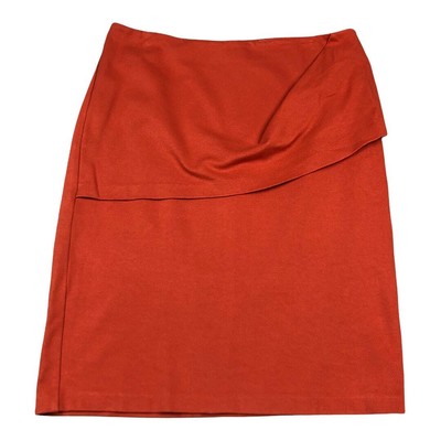 CABI Burnt Orange Pencil Skirt Size 10 Overlay Style #3099 Career Colorful Bold-image