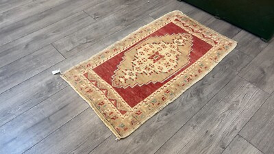 Orange Small Rug, Small Vintage Rug, Small Entry Rug, Doormat, Bath 1.9x3.2 ft-image