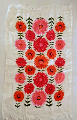 Mid Century Modern Kitchen Towel Atomic Orange & Pink Flower Power-image