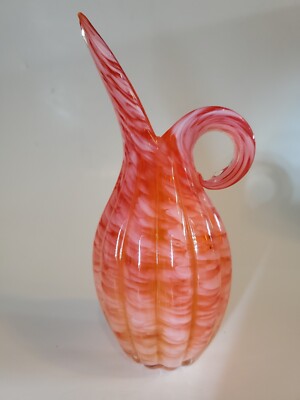 Lefton Glass Orange Swirl Ewer Creamer Pitcher Mid Century Modern -image