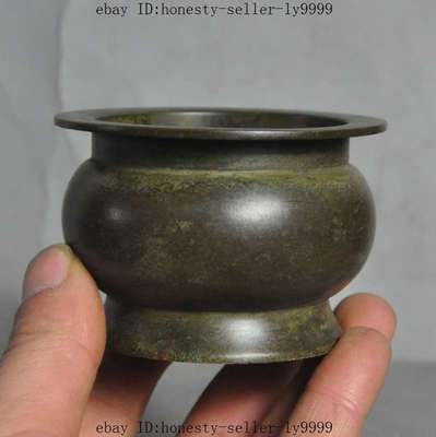 Marked Old Chinese buddhism temple pure bronze Joss Incense Burner Censer-image