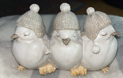 Three Snowbirds With Toboggans On Creative Co Op Fast Shipping Great Condition-image