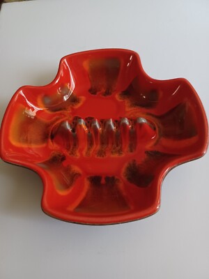 Vtg Sequoia Ware? Ceramic Orange Ash Tray Mod Retro Mid Century Cigarette holder-image