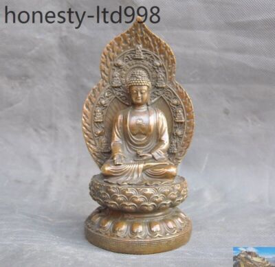 Old Tibet Buddhism Fane Joss Bronze Sakyamuni Shakyamuni Tathagata Buddha Statue-image