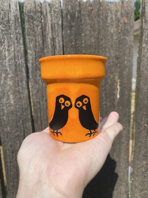 Mid Century German Ceramic Vase with Owl Design from Wächtersbach Halloween MCM-image