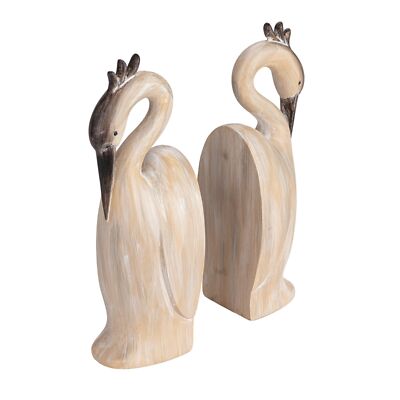 Creative Co-Op Resin Heron Bookends, Cream, Set of 2-image