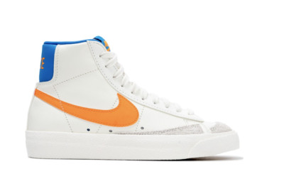 NIKE WOMEN BLAZER MID '77 DQ4692-100 WHITE ORANGE BLUE SIZE 5 New-image