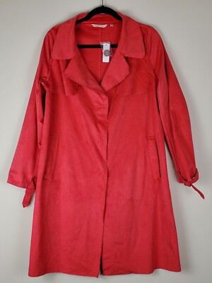 NWT Soft Surroundings Womens Mid Lenght Trench Coat Jacket Size Med Orange-image