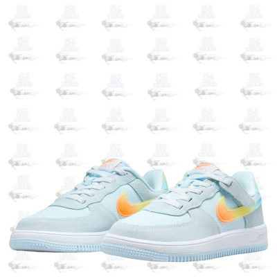 Kids Nike Force 1 Easyon Glacier Blue Total Orange White HF4783-474 Sneaker-image