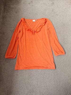 Esprit Size S Orange Loose Top Blouse Shirt Mid Sleeve Lightweight Flow-image