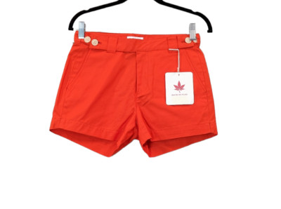 Boast Womens Size 2 Orange Red Slash Pocket Flat Front Mid Rise Chino Shorts-image