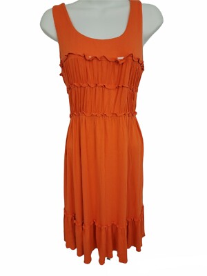 Spense Orange Sleeveless Stretch Dress Size M-image