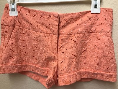 Casual Floral Lace Coral Zippered Shorts Size 2 S/M-image