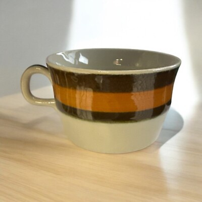 Mid-Century Swedish Rorstrand Annika Beige/Brown/Orange Coffee Cup -image