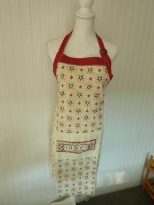 Creative Co-Op Christmas Apron w/Pocket Red Green -image