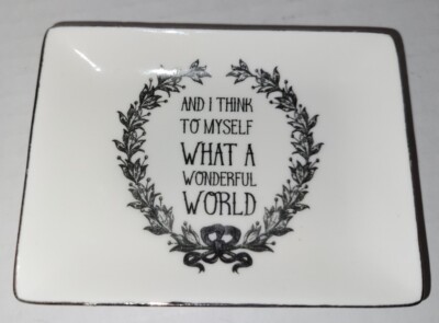 Creative Co-op What A Wonderful World Trinket Key Ring Jewelry Dish-image