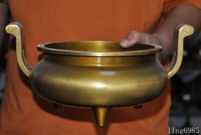 Mark China Chinese Buddhism temple bronze Joss Incense burner Censer statue-image