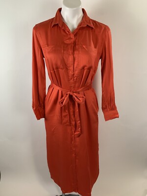 Old Navy Orange Tie Waist Shift Shirt Dress XS NEW-image