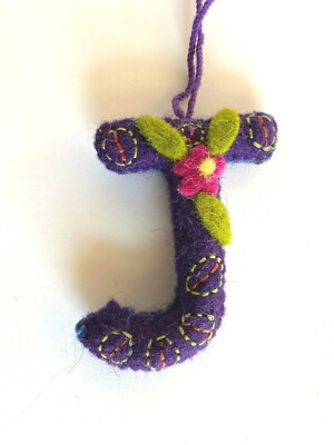Wool Felt Embroidered Appliqued Alphabet Boho Letter 