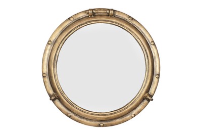 Creative Co-op Nautical Round Metal Porthole Wall Mirror, Gold Finish-image