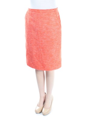 ANNE KLEIN Womens Orange Knee Length Pencil Skirt Size: 2-image